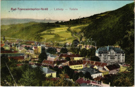 1918 Trencsénteplic, Trencianske Teplice; látkép, fürdő / general view, spa (EB)