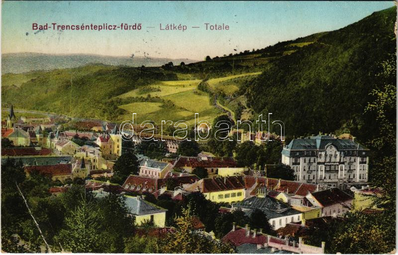 1918 Trencsénteplic, Trencianske Teplice; látkép, fürdő / general view, spa (EB)