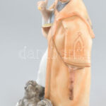 Herendi porcelán kutyáját etető juhász figura, kézzel festett, jelzett (Maugsch 1942), restaurált, m: 20 cm - Image 4