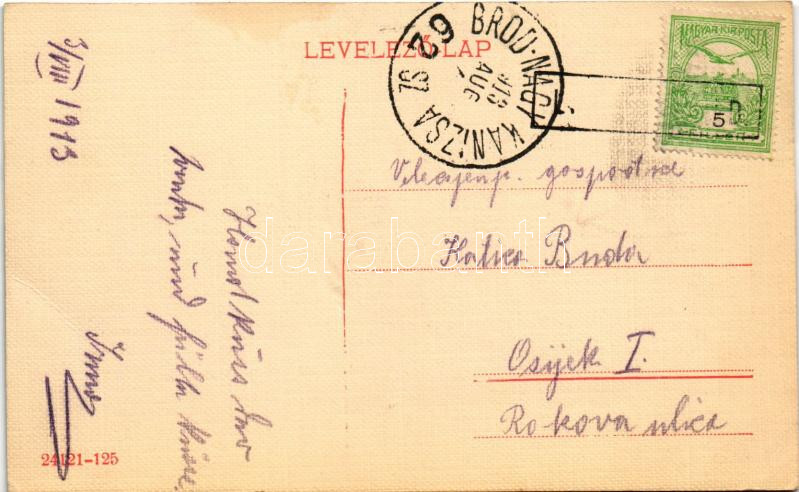 1913 Lipik, Kursalon / fürdő, társalgóterem / spa, bath + 'BROD - NAGY-KANIZSA 62. SZ.' vasúti mozgóposta bélyegző (EK) - Image 2