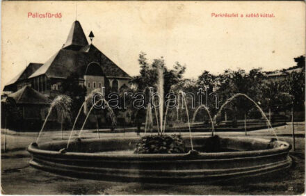 1916 Palicsfürdő, Palic; Park, szökőkút / park, fountain (EK)