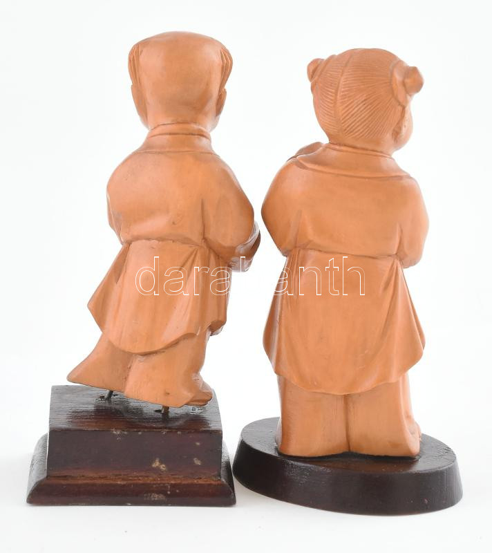 2 db kínai figura, faragott fa, jó állapotban, m: 10 cm / Chinese figures - Image 2