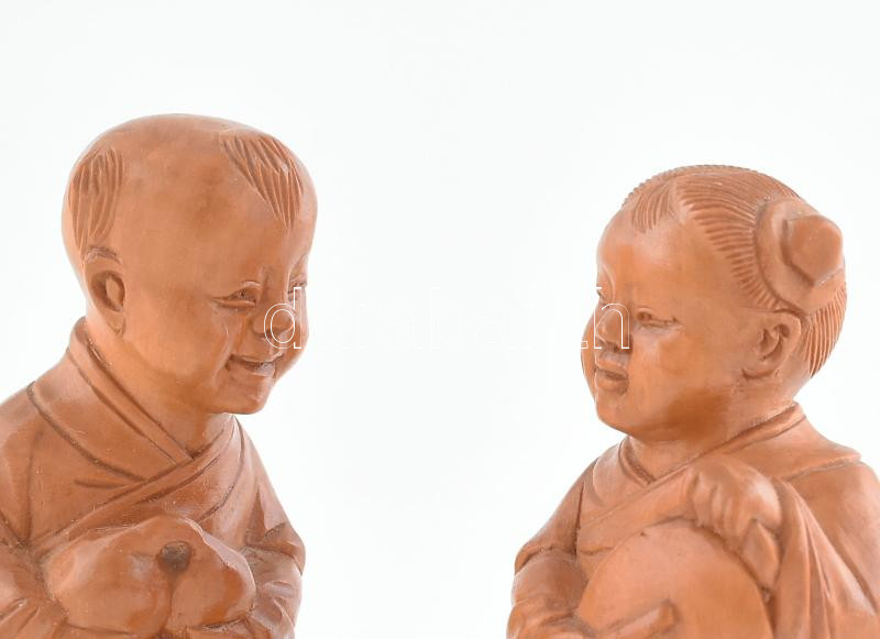 2 db kínai figura, faragott fa, jó állapotban, m: 10 cm / Chinese figures - Image 3