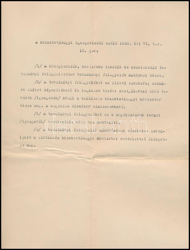 1937 Bp., Hóman Bálint (1885-1951) miniszter autográf aláírása megbízáson, fejléces papíron - Image 2