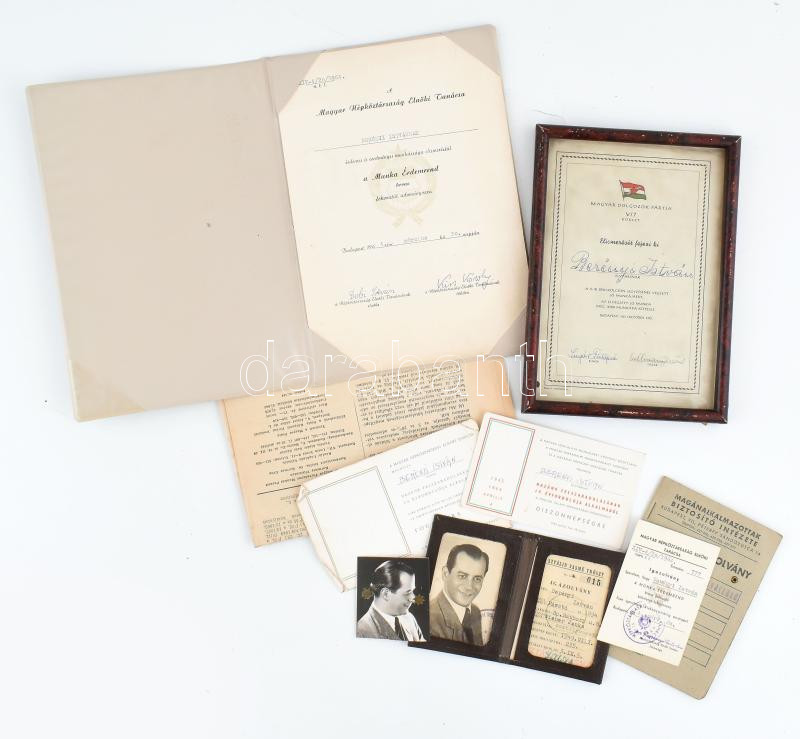 cca 1920-1980 Vegyes igazolvány tétel. Kitüntetés adományozó iratok