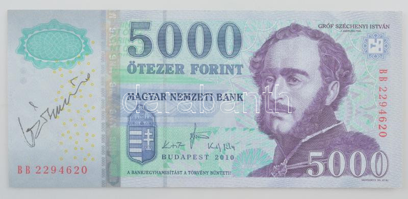 2010. 5000Ft 'BB 2294620' a tervező, Vagyóczky Károly aláírásával T:I-