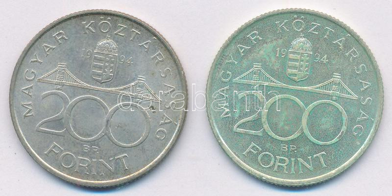 1994. 200Ft Ag 'Deák' (2x) T:1-,2 patina Adamo F13.1 - Image 2