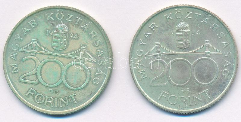 1994. 200Ft Ag 'Deák' (2x) T:1-,2 patina Adamo F13.1 - Image 2