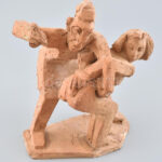 Benczédi Sándor (1912-1998): Oltás. Terrakotta. Jelzett a hátoldalán. Sérült, ragasztott!! m: 26 cm