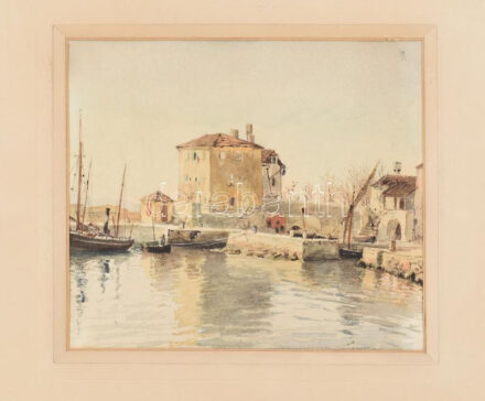 Jelzés nélkül: Volosco. Akvarell, papír. Paszpartuban. 19x22cm