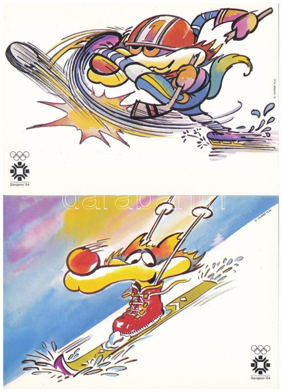 1984. évi téli olimpiai játékok - 12 modern reklám képeslap / 1984 XIV. Olympic Winter Games in Sarajevo - 12 modern advertising postcards