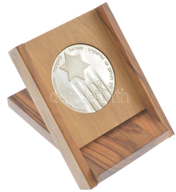 Izrael 1981. 'From Holocaust to Rebirth / World Gathering of Jewish Holocaust Survivors, Israel - June 1981' kétoldalas, peremén jelzett Ag emlékérem, fa dísztokban (26,11g/0.935/38mm) T:1,1- kis patina Israel 1981. 'From Holocaust to Rebirth - Image 3