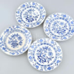 Villeroy & Boch antik süteményes tányér, 4db, kis kopásokkal, jelzett, d: 20 cm