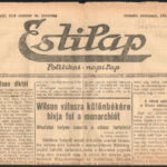 1918. okt. 16., a kolozsvári Esti lap száma, I. világháborús hírekkel Wilsonról és a perszonálunióról, 4 számozatlan oldal, lapszéli szakadásokkal