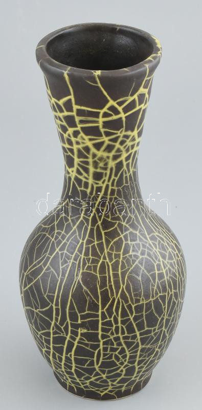 Retró kerámia váza, jelzés nélkül, hibátlan, m: 25 cm