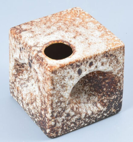 Német retró kocka váza, jelzett, hibátlan, m: 11 cm