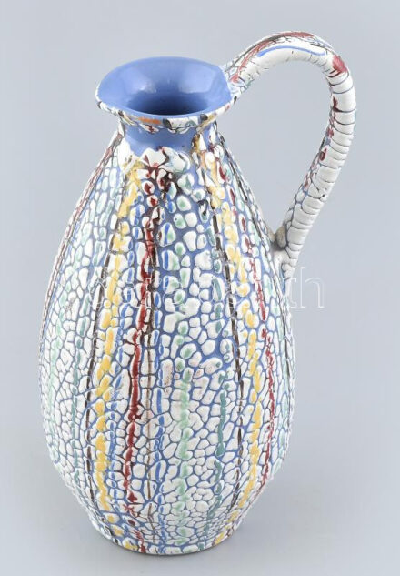 Kornfeld János: Füles váza, mázas kerámia, jelzés nélkül, hibátlan, m: 22 cm