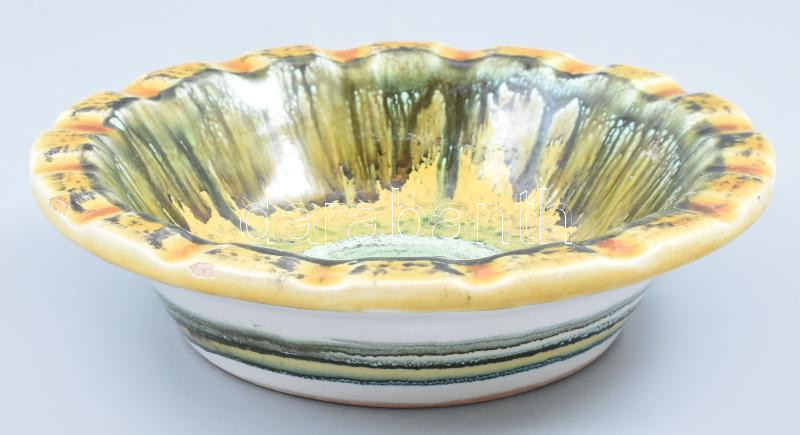 Retró kerámia tál, jelzett, hibátlan, d: 20 cm - Image 2