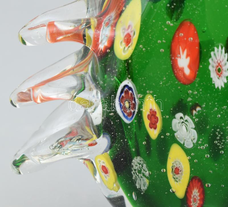Muráno karácsonyfa, millefiori díszítménnyel, hibátlan, jelzés nélkül, m: 20 cm - Image 2