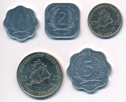 Kelet-Karibi Államok 1997-2000. 1c-25c (5xklf) T:1,1- East Caribbean States 1997-2000. 1 Cent - 25 Cents (5xdiff) C:UNC,AU