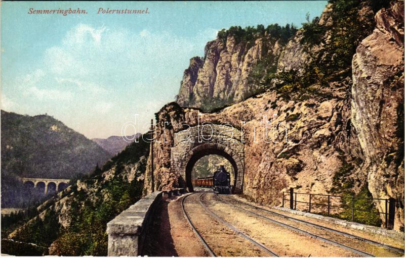 Semmering, Semmeringbahn, Polerustunnel / railway line, railway tunnel, locomotive, train (EK)