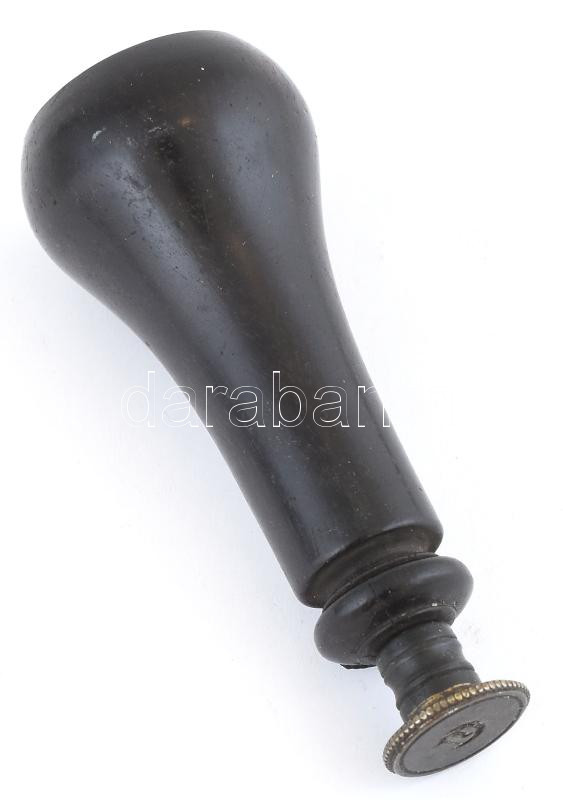 Antik XIX. sz. viasz pecsétnyomó, dekoratív D betűvel, fa markolattal, m: 9 cm - Image 2