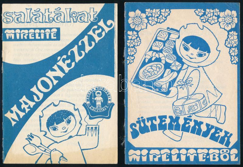 cca 1980 2 db mirelites receptkönyv: sütemények és salátákat majonézzel.