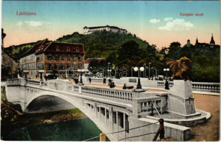 1926 Ljubljana, Laibach; Zmajski most / bridge, castle