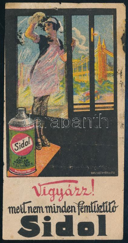 cca 1910-20 Sidol számolócédula, hajtásnyomokkal, apró lapszéli sérüléssel