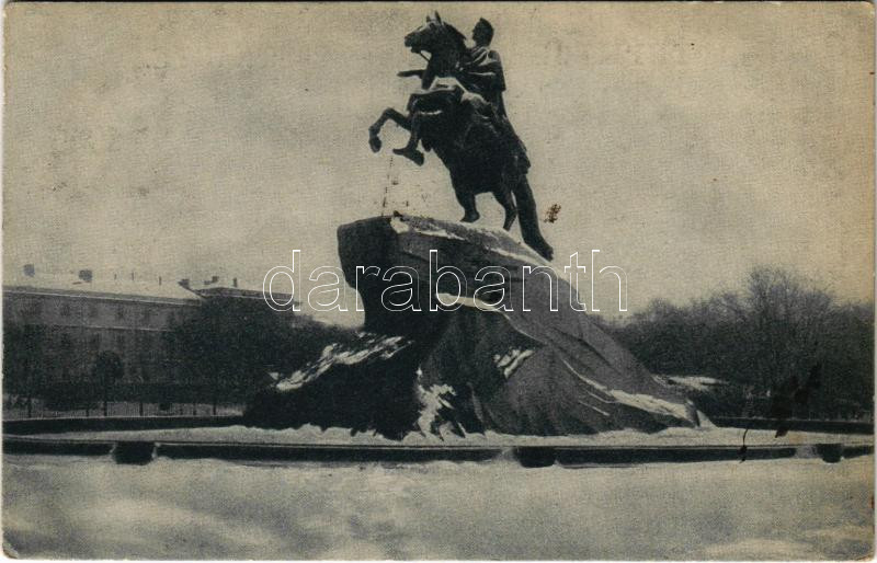 1923 Saint Petersburg, St. Petersbourg, Petrograd; Denkmal Peter d. G. / monument in winter (EK)