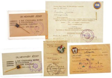 1956-1980. 5db-os (4xklf) 'Törzsgárda' jelvénytétel, mind igazolással