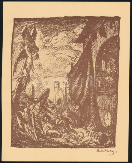 Rudnay Gyula (1878-1957): Keresztfa, cinkográfia, papír, jelzett a cinkográfián, 17×12,5 cm