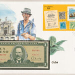 Kuba 1982. 1P felbélyegzett borítékban, bélyegzéssel T:I Cuba 1982. 1 Peso in envelope with stamp and cancellation C:UNC