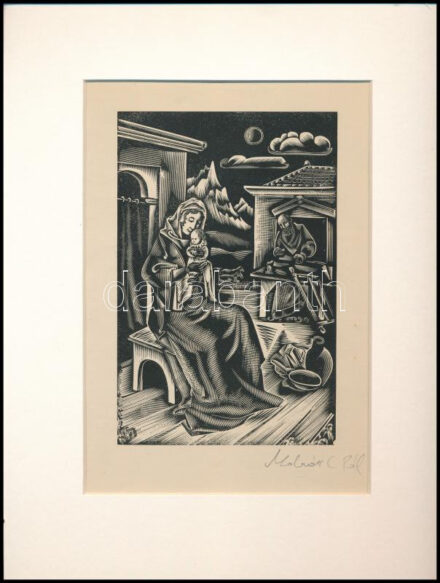 Molnár C. Pál (1894-1981): Kisded. Fametszet, papír, utólagos jelzéssel, 16,5×11,5 cm