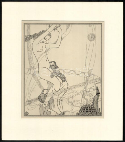 Kozma Lajos (1884-1948): Körforgás. Cinkográfia, papír, jelzett a cinkográfián, paszpartuban, 20×17 cm