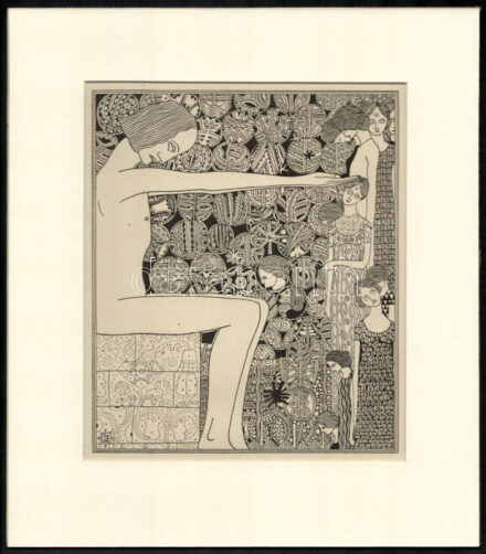 Kozma Lajos (1884-1948): Találkozás. Cinkográfia, papír, jelzett a cinkográfián, paszpartuban, 20×17 cm