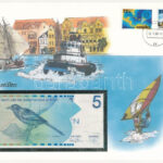 Holland-Antillák 1986. 5G borítékban, alkalmi bélyeggel és bélyegzéssel T:I Netherlands Antilles 1986. 5 Gulden in envelope with stamps and cancellations C:UNC