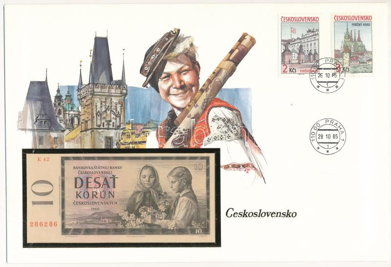 Csehszlovákia 1960. 10K felbélyegzett borítékban, bélyegzéssel T:I Czechoslovakia 1960. 10 Korun in envelope with stamp and cancellation C:UNC