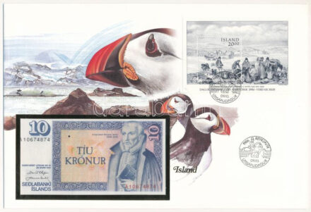 Izland 1961. 10K borítékon grönlandi bélyeggel, bélyegzéssel T:I Iceland 1961. 10 Kronur in envelope with Greenlandic stamp and cancellation C:UNC