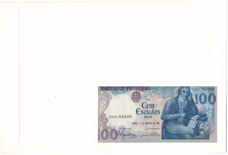 Portugália 1984. 100E felbélyegzett borítékban, bélyegzéssel T:I Portugal 1984. 100 Esucodos in envelope with stamp and cancellation C:UNC - Image 2