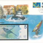 Holland-Antillák 1986. 5G borítékban, alkalmi bélyeggel és bélyegzéssel T:I Netherlands Antilles 1986. 5 Gulden in envelope with stamps and cancellations C:UNC