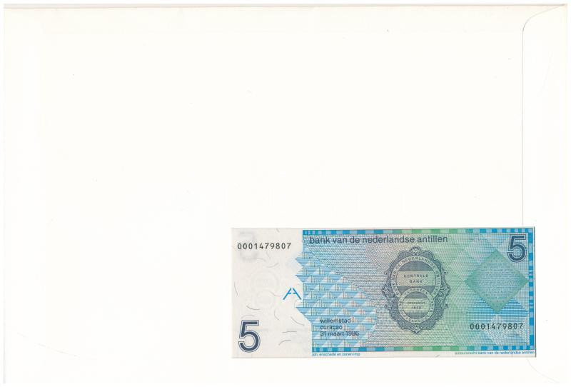 Holland-Antillák 1986. 5G borítékban, alkalmi bélyeggel és bélyegzéssel T:I Netherlands Antilles 1986. 5 Gulden in envelope with stamps and cancellations C:UNC - Image 2