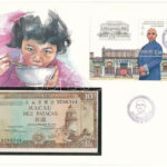 Makaó 1984. 10P borítékban, alkalmi bélyeggel bélyegzésekkel T:I Macau 1984. 10 Patacas in envelope with stamps C:UNC