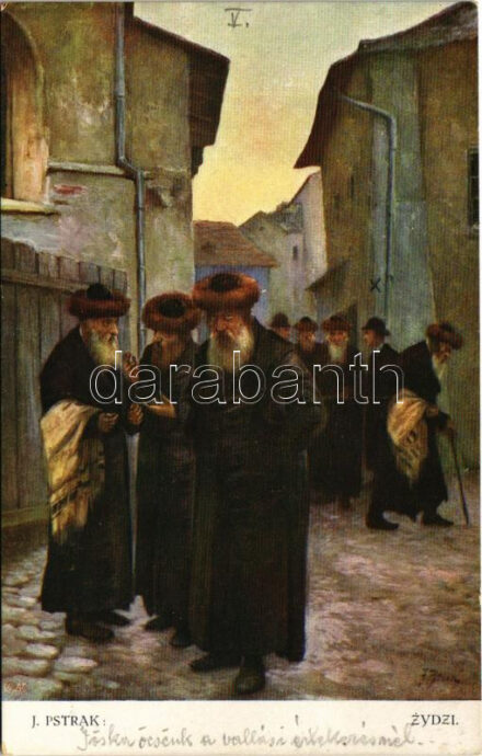 1915 Zydzi / Judaica art postcard, Jewish men. 'Rusalka' Lwów No. 100. s: J. Pstrak (EK)