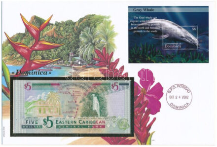 Kelet-karibi Államok/Dominika 1994. 5D felbélyegzett borítékban, bélyegzéssel T:I East Caribbean States/Dominica 1994. 5 Dollars in envelope with stamp and cancellation C:UNC