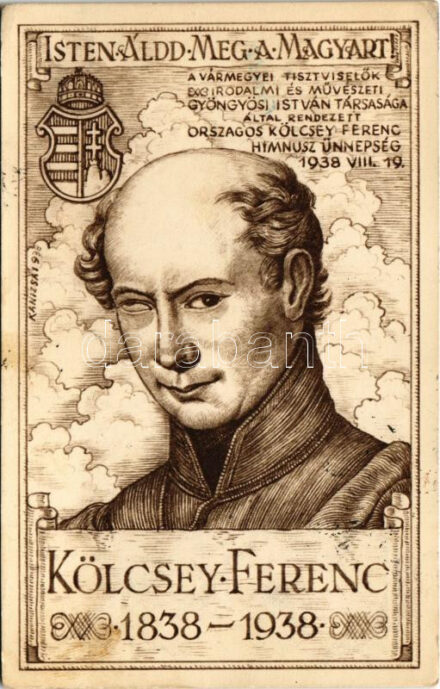 'Kölcsey Ferenc 100 éve halt meg, Himnusza örökké él!' Kölcsey Ferenc Centenárium. Sorszámozott alkalmi pecsételéssel, 0079. sorszámú / Ferenc Kölcsey, writer of the Hungarian national anthem, 100th anniversary of death s: Kanizsai +