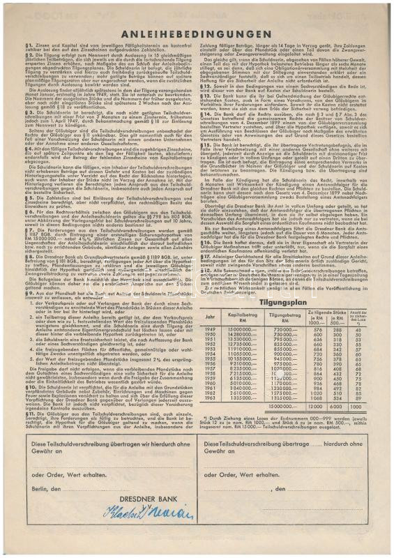 Német Harmadik Birodalom / Schwarza (Saale) 1943. 'Thüringiai Műselyem Részvénytársaság Schwarza (Saale)' 4 1/2%-os záloglevele 1000M-ról, szárazpecséttel, szelvényekkel T:I- German Third Reich / Schwarza (Saale) 1943. 'Thüringische - Image 2