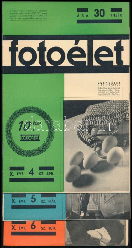 1940 Foto Élet. X. évf. 1-12. sz. Teljes évfolyam. Gazdag képanyaggal illusztrált, közte Gink Károly, Csörgeő Tibor, Homoki Nagy István és mások fotóival. Korabeli reklámokkal. A borítókon kopásnyomokkal. Papírmappában - Image 2