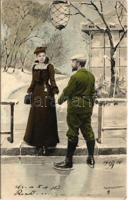 1901 Winter sport, ice skate. Fec. Ch. Scolik Wien (EK)