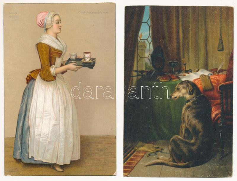 12 db RÉGI Stengel litho művész képeslap vegyes minőségben / 12 pre-1945 Stengel litho art postcards in mixed quality